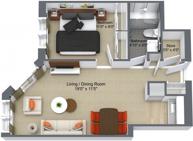 One bedroom layout